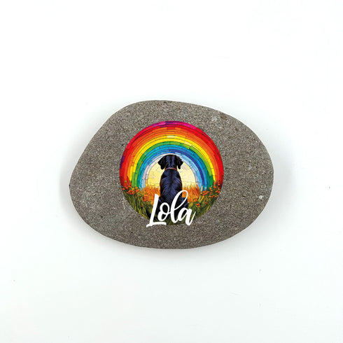 Rainbow Labrador Black Personalised Pebble